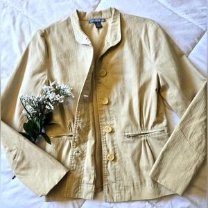 Hillard & Hanson Tan Washable Lined Blazer Cotton Classic Design Size Medium